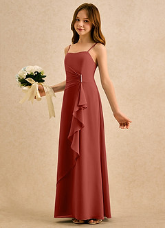 Azazie lolly Girls Formal Blumenmädchenkleider A-Linie Plissee Chiffon Kleid Terrakotta image1