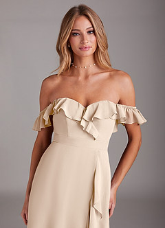 Azazie Lyra Bridesmaid Dresses White Alabaster A-Line Chiffon Convertible Dress image9