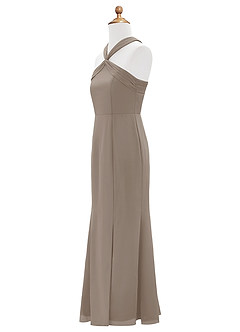 Azazie Rue Junior Robe Sirène en Mousseline de soie Fente Latérale Taupe image8