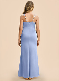 Azazie Adrienne Junior Ice Sheath Pleated Stretch Satin Dress image2