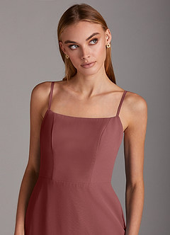 Azazie Tayla Bridesmaid Dresses Amethyst Sheath Square Neckline Chiffon Dress image5