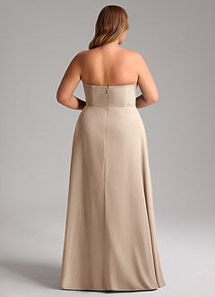 Azazie Wren Brautjungfernkleider Wandelbar A-Linie Seitliche Cut-Outs Chiffon Kleid Taupe image14