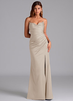 Azazie Claudelle Suknie dla druhen Syrena Bez ramiączek Satyna elastyczna Do ziemi Sukienka image6