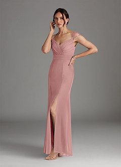 Azazie Blanchett Final Sale Dusty Rose Mermaid Sequins Chiffon Dress image4