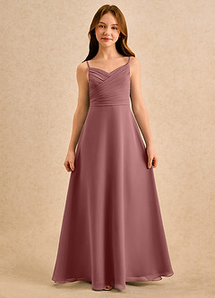 Azazie Hollie Girls Formal Flower Girl Dresses Desert Rose A-Line Sweetheart Neckline Chiffon Dress image4