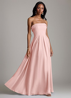 Azazie Lucienne Bridesmaid Dresses Powder Pink A-Line Strapless Chiffon Convertible Dress image6