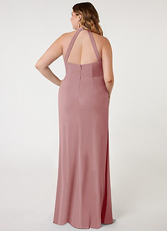 Azazie Galicia Brautjungfernkleider Meerjungfrau-Linie Halter Gefaltet Stretch-Chiffon Kleid Altrosa image6