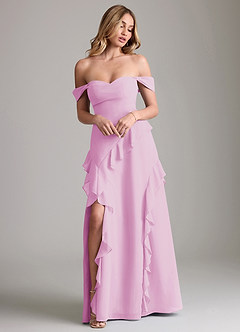Azazie Sloane Bridesmaid Dresses Candy Pink A-Line Sweetheart Neckline Chiffon Dress image4
