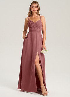 Azazie Terese Bridesmaid Dresses Amethyst A-Line Pleated Chiffon Dress image6