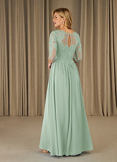 Azazie Mirielle Mother of the Bride Dresses Agave A-Line Scoop Lace Chiffon Dress image4