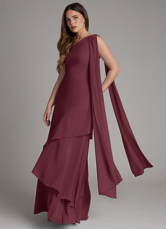 Azazie Monique Suknie dla druhen Linia A Jedno ramię Szyfon Do ziemi Sukienka image4