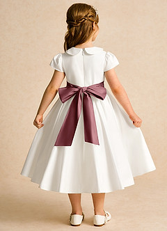 Azazie Deary Flower Girl Dresses Ivory Desert Rose A-Line Bow Cotton Dress image2