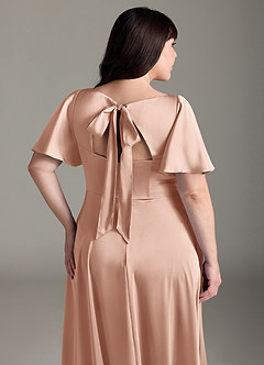 Azazie Kimber Brudtärnklänningar Klänning av A-Line i Stretch Satin Ruched Roséguld image12