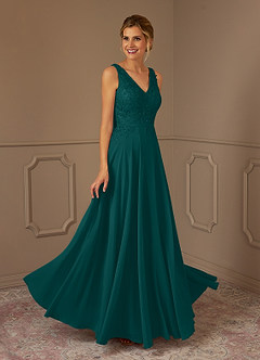 Azazie Joules Mother of the Bride Dresses Peacock A-Line Sequins Chiffon Dress image4