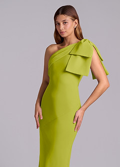 Azazie Yuanna Bridesmaid Dresses Lemongrass Mermaid One Shoulder Chiffon Dress image7