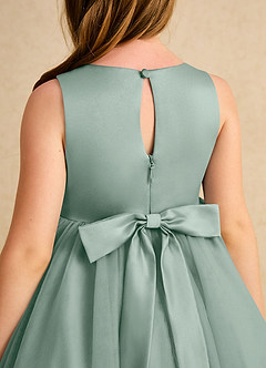 Azazie Prima Flower Girl Dresses Silver Sage A-Line Bow Tulle Dress image6