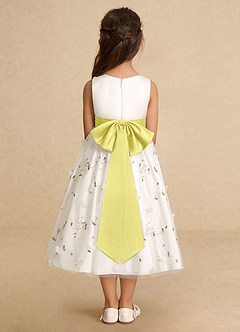 Azazie Pollie Flower Girl Dresses Ivory Canary A-Line Bow Tulle Dress image6