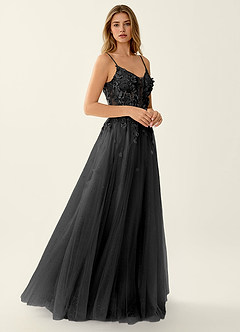 Briseis Black Lace Corset Lace Up Back Tulle Prom Dress image3