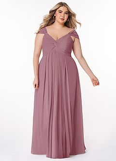 Azazie Kaitlynn Bridesmaid Dresses Vintage Mauve Empire Ruched Chiffon Convertible Dress image10