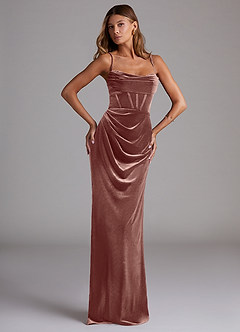 Azazie Mai Bridesmaid Dresses Rustic Rose Sheath Sweetheart Neckline Velvet Dress image1