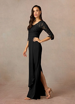 Azazie Poe Kleider für die Brautmutter Etui Spitze Kleid Schwarz image2
