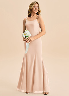 Azazie Lioren Junior English Rose Mermaid Bow Chiffon Dress image4