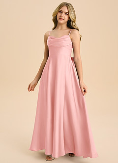 Azazie Bear Junior Powder Pink A-Line Sweetheart Neckline Stretch Satin Dress image4