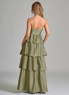 Azazie Faye Robes de demoiselle d'honneur Robe Trapèze en Satin extensible Rayé Pistache image7