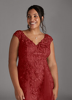 Azazie Melena Mother of the Bride Dresses Rust Mermaid Lace Tulle Dress image9