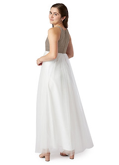 Azazie Brenna A-Line Pleated Chiffon Floor-Length Junior Bridesmaid Dress image4