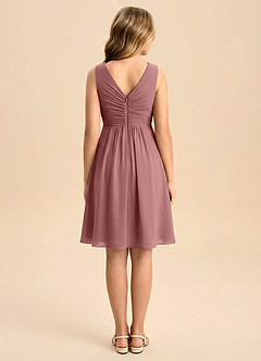 Azazie Skyla Junior Vestido de Rosa Del Desierto de Gasa de Corte en A con Plisado image2