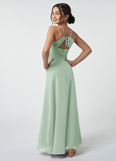 Azazie Avelina Junior Agave A-Line Pleated Chiffon Dress image5