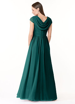 Azazie Organa Bridesmaid Dresses Peacock A-Line Pleated Chiffon Dress image2