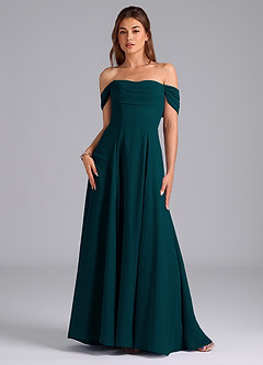 Azazie Almina Bridesmaid Dresses Pine A-Line Off the Shoulder Chiffon Convertible Dress image3