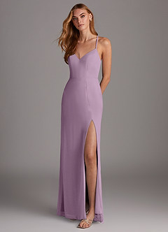 Azazie Manila Bridesmaid Dresses Wisteria Sheath V-Neck Chiffon Dress image3