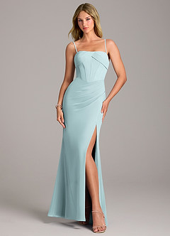 Azazie Chantel Robes de demoiselle d'honneur Robe Fourreau Convertible en Mousseline de soie Sans bretelle Brume image5