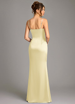 Azazie Reverie Bridesmaid Dresses Lemon Sorbet Mermaid Corset Stretch Satin Dress image4