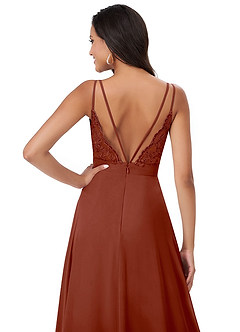 Azazie Lennon Bridesmaid Dresses Auburn A-Line Lace Chiffon Dress image2