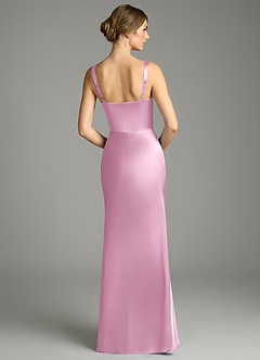 Azazie Alouette Bridesmaid Dresses Candy Pink Mermaid Pleated Stretch Satin Dress image2