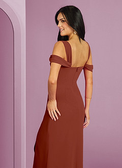 Barbie ♥ Azazie Bridesmaid Dresses Auburn A-Line Off the Shoulder Chiffon Dress image9