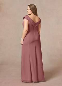 Azazie Cupid Kleider für die Brautmutter A-Linie Bootshals Spitze Chiffon Kleid Wüstenrose image9