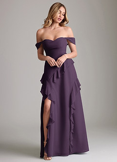 Azazie Sloane Bridesmaid Dresses Plum A-Line Sweetheart Neckline Chiffon Dress image4