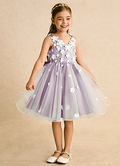 Azazie Junebug vestidos de niña de las flores Vestido de Marfil Wisteria de Tul de Princesa con Encaje image5