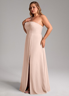 Azazie Wren Vestidos de damas de honor Vestido Rosa Inglesa de Gasa de Línea A Convertible con Abertura lateral image12