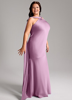 Azazie Kinsley Bridesmaid Dresses Wisteria Mermaid Side Slit Stretch Satin Dress image12