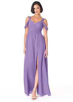 Azazie Lianne Brautjungfernkleider A-Linie Schulterfrei Chiffon Kleid Tahiti image2
