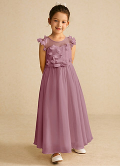 Azazie Arlo Final Sale Vintage Mauve A-Line Bow Chiffon Dress image4