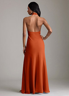 Azazie Lorena Bridesmaid Dresses Burnt Orange Mermaid Pleated Chiffon Dress image2
