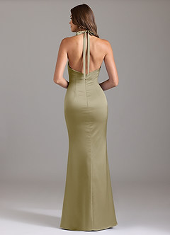 Azazie Valerie Bridesmaid Dresses Moss Green Mermaid Pleated Stretch Satin Dress image2