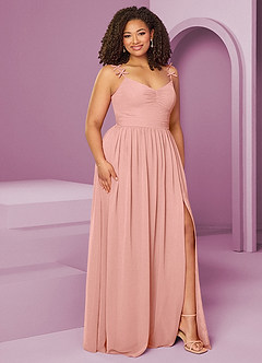 Barbie ♥ Azazie Robes de demoiselle d'honneur Robe Trapèze en Mousseline de soie Plissée Rosette image12